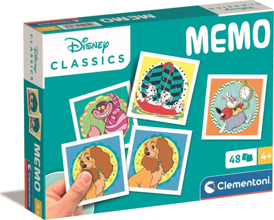 Loja edukative Clementoni Memo Pocket Disney Classics, 48 pllaka, për 2 lojtarë, shumëngjyrëshe