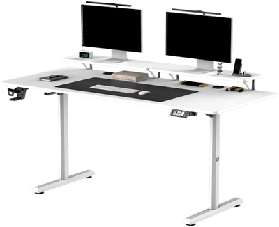 Tavolinë gaming Ultradesk Highlander XXL, me lartësi elektrike, 160cm, e bardhë