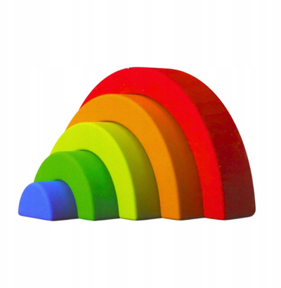 Lodër edukative Rainbow Puzzle, 5 blloqe gome, shumëngjyrëshe