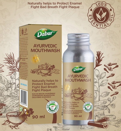Shpëlarës goje Dabur Ayurvedic Mouth Rinse, 90ml, pa alkool