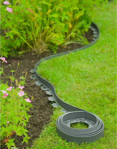 Bordurë kopshti Nature Garden, plastike 10 m, 5 cm, gri