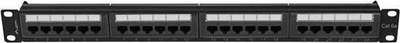 Patch panel Lanberg PPUA-1024-B, 24 porta RJ-45 Cat.6A, 1U 19", i zi