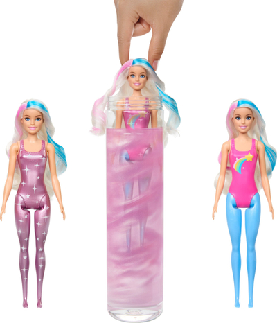 Kukull Barbie Color Reveal Rainbow Galaxy, 6 surpriza, seri me ujë, shumëngjyrëshe
