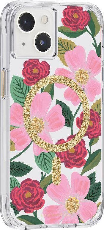 Mbrojtëse telefoni Rifle Paper Co MagSafe Rose Garden, iPhone 14, transparente, me dekor me ar