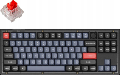 Tastierë mekanike Keychron V3 TKL, RGB, hotswap me knob, e zezë Frosted