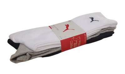 Çorape Puma Sport Crew të lehta, 3 palë pambuk, të bardha, gri edhe të zeza