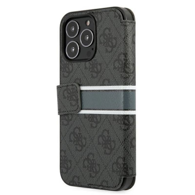 Kapak librë Guess 4G Stripe për iPhone 13 Pro, me magnet, gri