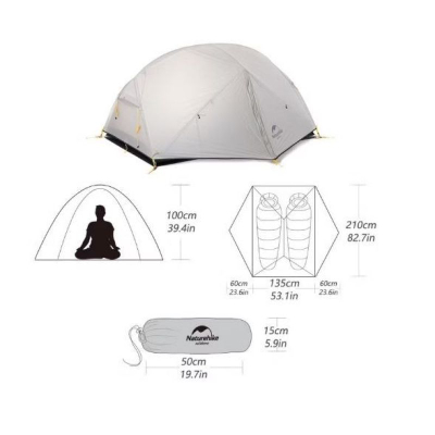 Çadër kampingu Naturehike Mongar, për 2 veta, e lehtë, që s’e merr uji, jeshile