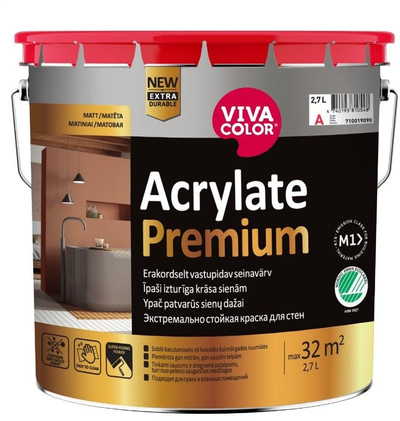 Bojë muri Vivacolor Acrylate Premium C, mat, anti-myshk, 2.7L