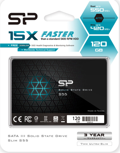 Внатрешен SSD Silicon Power S55, 120GB, 2.5\", SATA III