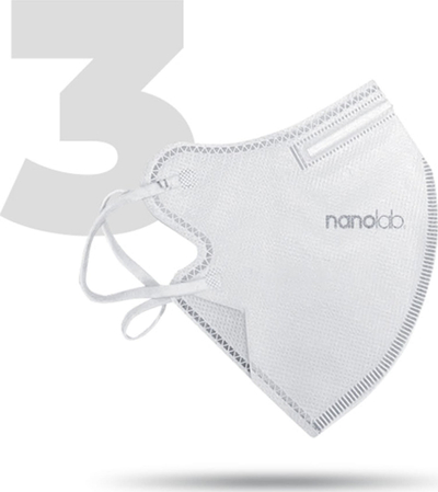 Respirator NanoLab FFP2, i ripërdorshëm, set me 3 copë, i bardhë