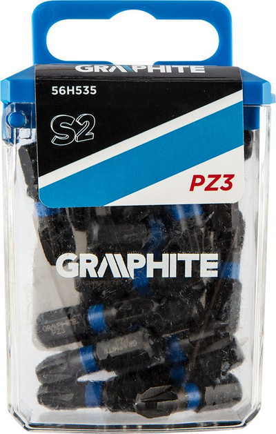 Set bitash goditës Graphite 56H535, PZ3 x 25mm, 20 copë, të zinj