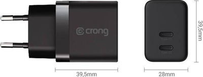 Karikues muri Crong Ultra Compact GaN 35W, 2x USB-C PD 3.0, i zi