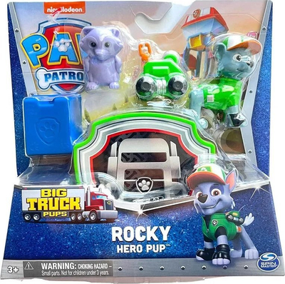 Figurë loje PAW Patrol Rocky Hero Pup Big Truck Pups, 6.5cm, me aksesorë, me shumë ngjyra
