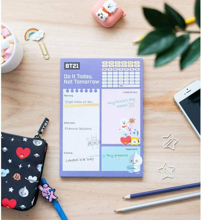 Planer ditor Line Friends BT21 A5, fletë që çaen, me shumë ngjyra