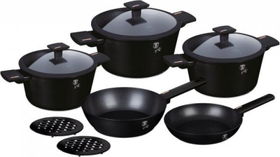 Set tenxhere dhe tiganë BerlingerHaus Monaco BH-7081, 10 pjesë, i përshtatshëm për induksion, i zi