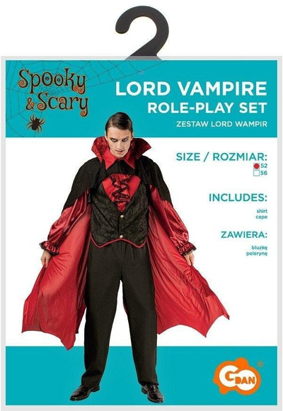 Kostum për të rritur Godan Lord Vampire, masa 52, i kuq e i zi