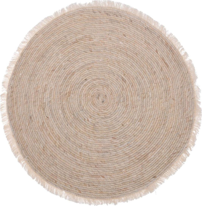 Tapet H&amp;S Decoration, jute rrethor 80 cm, me fije dekorative, bezhë natyrale
