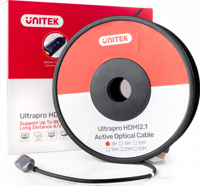 Kabllo HDMI Unitek 2.1, 100m, gri