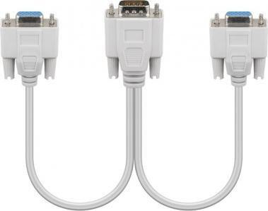 VGA разделувачки кабел Венртоник Губеј 95138, 1x VGA машки во 2x VGA женски, сив