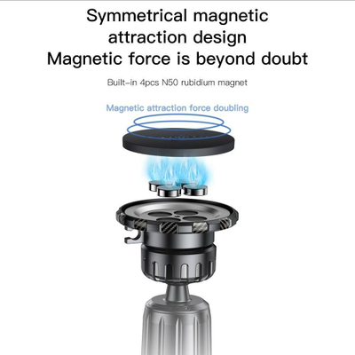 Mbajtëse magnetike për makinë Forcell F-grip MagElite, për grilë ajri, rrotullim 360°, e zezë