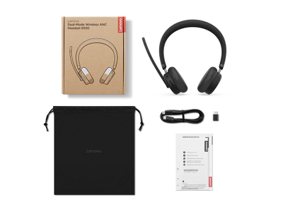 Kufje Lenovo ANC Headset 6550, pa tela, Bluetooth USB Type C, të zeza