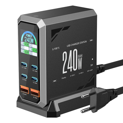 Karikues desktop BlitzWolf BW-S31, 240W, 6 porta USB-C USB-A, i zi