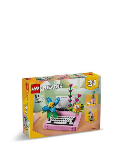 Set LEGO Creator 3in1 Typewriter with Flowers, dekorativ, shumëngjyrësh