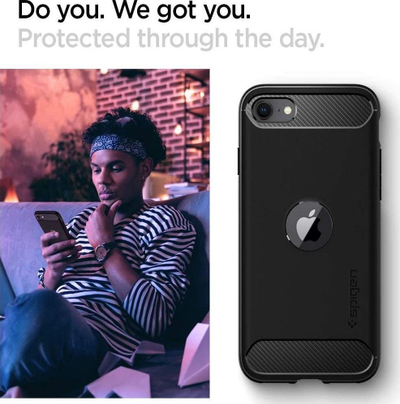 Kornizë mbrojtëse Spigen Rugged Armor për Apple iPhone SE 2020, e zezë