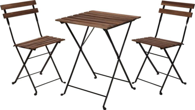 Set kopshti Koopman Bistro Black Frame, dru akacie, palosës, kornizë e zezë