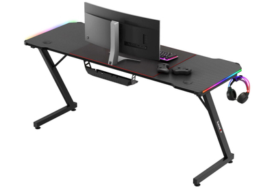 Tavolinë gaming Huzaro Hero 4.8 RGB, 160cm, LED RGB, e zezë