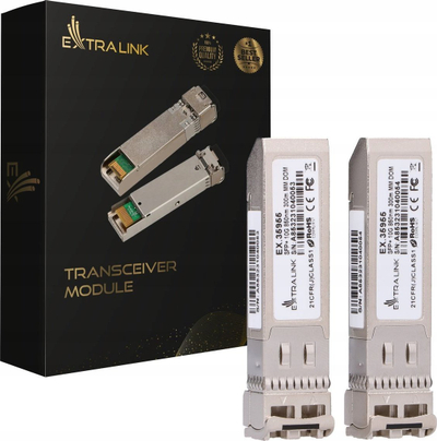 Modul transceiver Extralink SFP+ 10G 2-pack, 10 Gbit/s, 850 nm 300 m, argjendtë