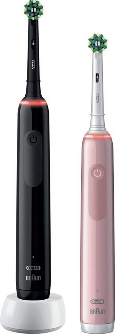Furçë rrotulluese Oral-B Pro 3 3900N Duo, 2 copë, rozë dhe e zezë