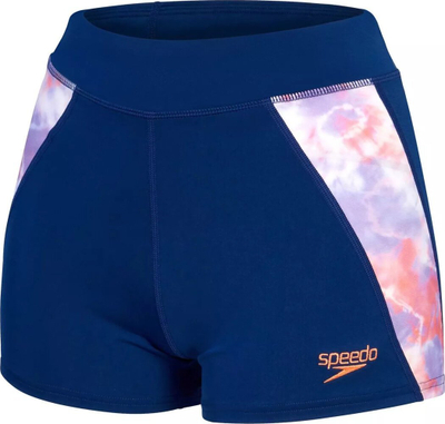 Shorce noti për goca Speedo me panele me print, ECO Endurance+, blu me korale