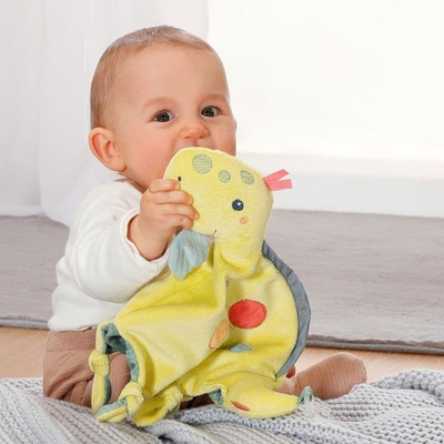Lodër pelushi Fehn Cuddle Cloth kukull dore Dino Diego, për bebe, me zhurmë, shumëngjyrësh