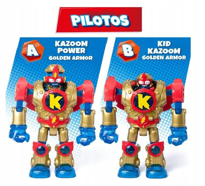Lodër robot SuperThings Kazoom Power Golden Armor, me krahë fluturues, me figurina, shumëngjyrëshe