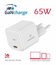 Karikues SWISSTEN GAN 1X USB-C, 65W, Power Delivery, i bardhë