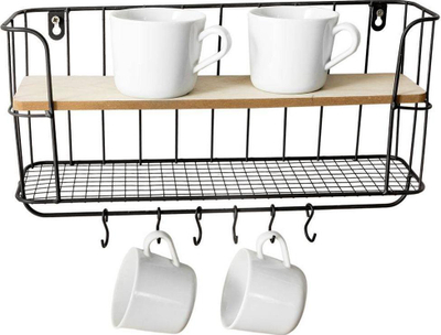 Raft muri për kuzhinë Home Styling Collection, metal me MDF, me varëse, i zi