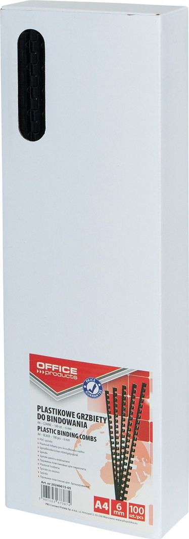 Lidhëse spirale Office Products A4, 6MM, 100 copë, e zezë