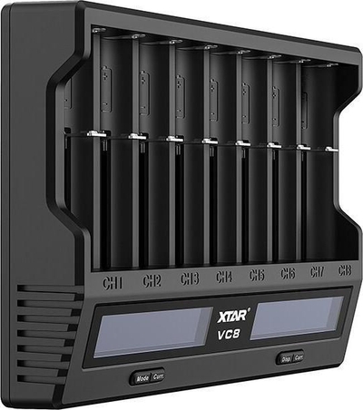 Karikues baterish XTAR VC8, 8 kanale, QC3.0 Type C, ekran LCD, i zi