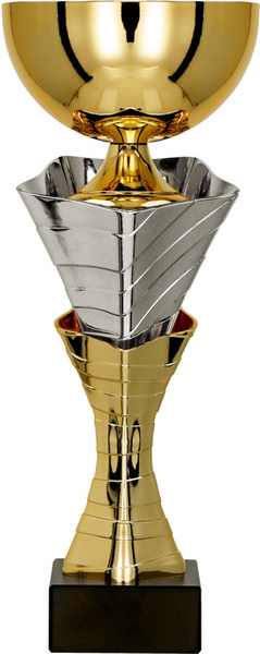 Метален трофеј со капак 4218/BP, 44cm, чаша 14cm, златно сребро