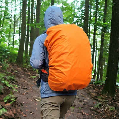 Mbulesë shiu për çantë shpine 20-35L, material poliester, portokalli e ndezur