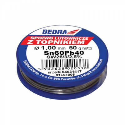 Tel saldimi Dedra 31L61005, Sn60Pb40 me fluks, 1mm, 50g