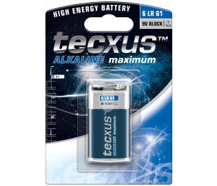 Bateri Tecxus 6LR61, 9V Block alkaline, 1 copë, blu