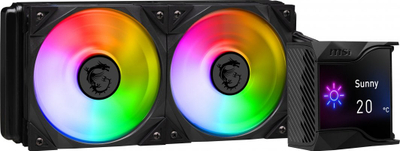Ftohës me ujë MSI MPG CoreLiquid D240, 2500rpm, 39.9 dBa, 77CFM, ARGB, 240mm, i zi