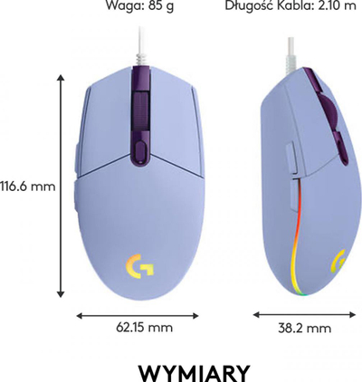 Maus Logitech G102 Lightsync vjollcë (910-005854)