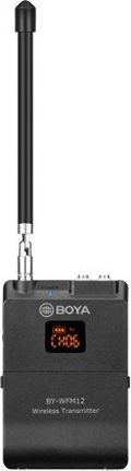Sistem mikrofoni wireless BOYA BY-WFM12, VHF me 12 kanale, për smartphone, DSLR e PC, ngjyrë e zezë