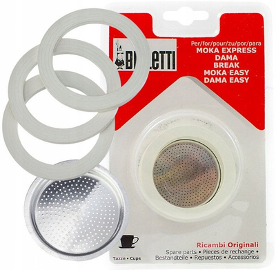 Set guarnicionesh dhe filtri Bialetti, për Moka Express Dama Break 12 filxhanë, diametër 90 mm
