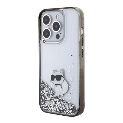 Kapak telefoni Karl Lagerfeld Liquid Glitter Hardcase për iPhone 15 Pro Max, transparent