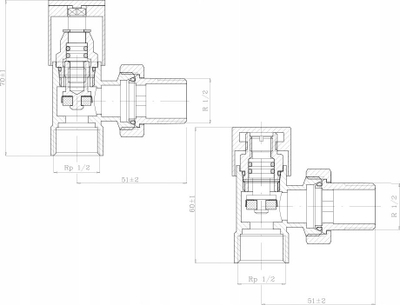 Set këndor dekorativ për radiator Ferro ZGB31BL, 1/2", jo termostatik, i zi mat